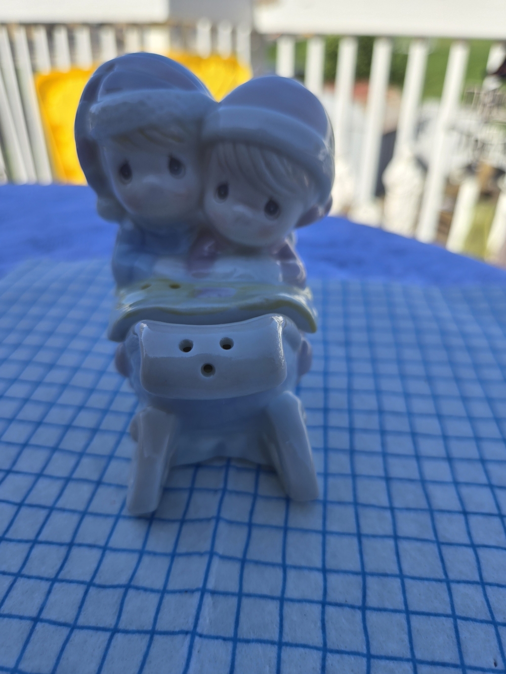 Precious Moments Blue Twin Children Ceramic Salt & Pepper Figurine